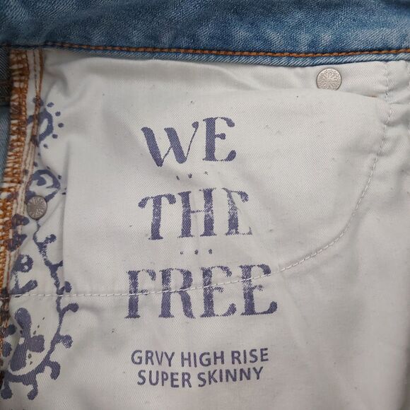 We The Free Jeans Womens 29 Blue Curvy High Rise Super Skinny Light Wash Denim - Picture 9 of 12